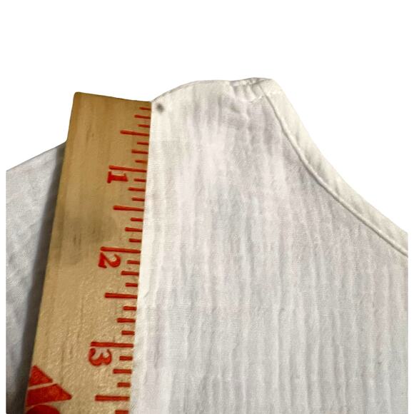 Cici Women’s Soft White Muslin Flowy Shirt Blouse Short Sleeve Size Small Cotton - Picture 8 of 13